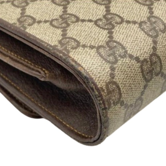 GUCCI GG Supreme Horse Bit Brown Clutch & Crossbody Bag Two Tone Hardware EUC - Picture 7 of 16